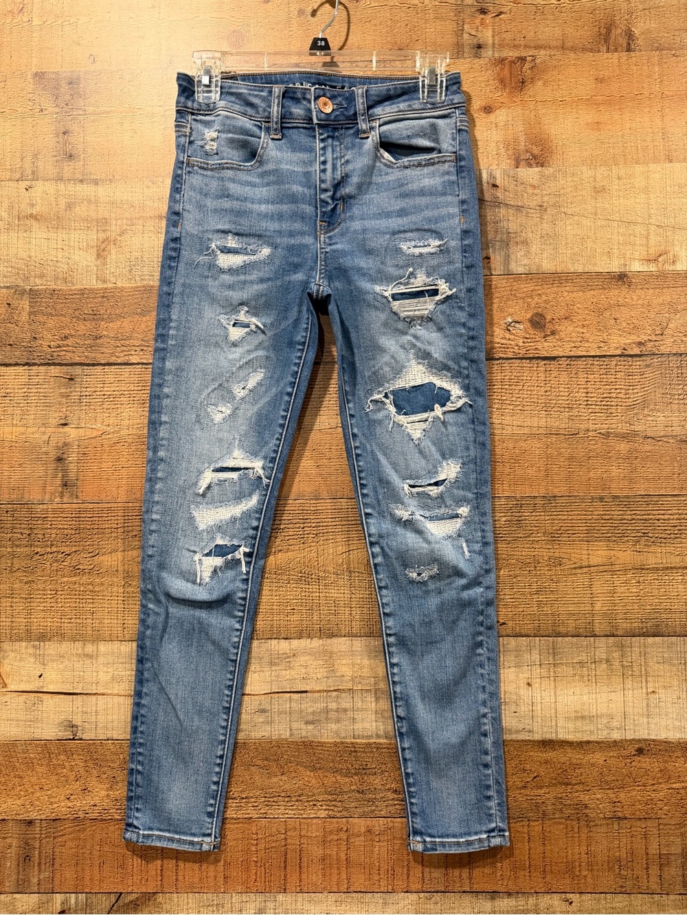 American Eagle Distressed Cropped Super Stretch High Rise Jegging Size 2